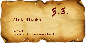 Zink Bianka névjegykártya